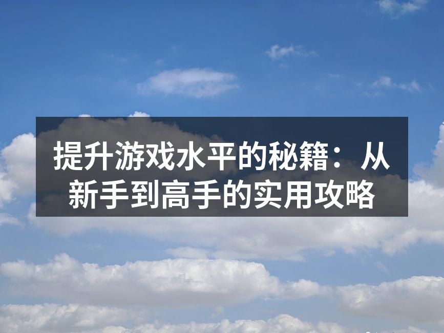 提升游戏水平的秘籍:从新手到高手的实用攻